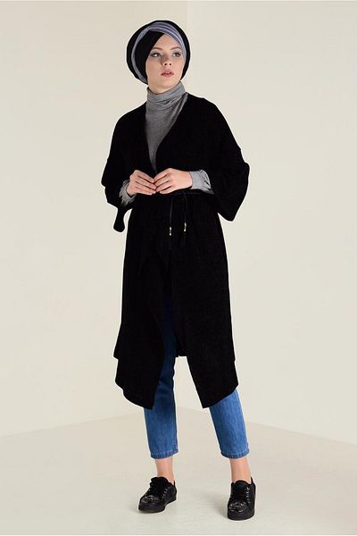 TRENDTESETTÜR Γυναικεία Μαύρη Πλεκτή Ζακέτα 4657