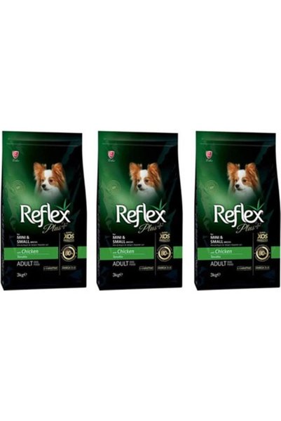 Reflex Plus Küçük Mini Irk Tavuklu Yetişkin Köpek Maması 3 kg 3'lü Set