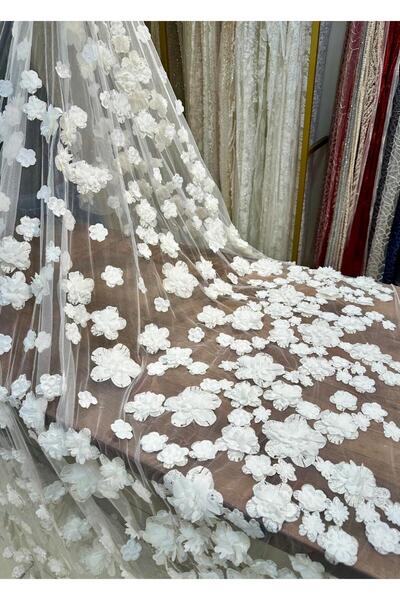 Metroteks Tekstil Çiçekli ve İşlemeli Gelinlik Kumaş