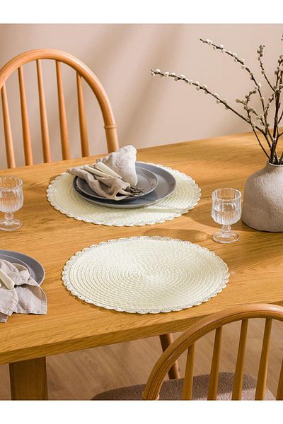 LC Waikiki Embroidered Wicker Plate Set of 2 39 cm
