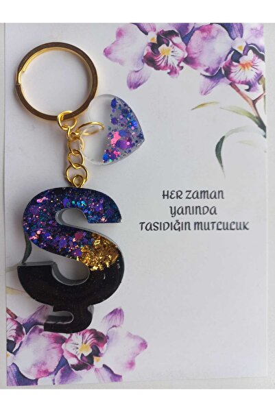 demirbasavm سلسلة مفاتيح مصنوعة يدويًا بحروف EPOXY S