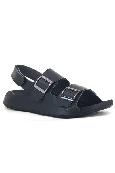 Ayzen Black Double Buckle Comfort Sandals