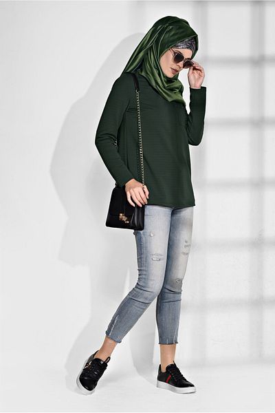 TRENDTESETTÜR Γυναικείο Χακί Μακρύ Πανωφόρι με Τσέπη 4773