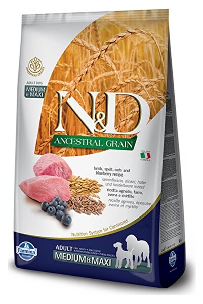 N&D Düşük Tahıllı Kuzulu ve Yaban Mersinli Medium Maxi Köpek Maması 2;5 kg CB...