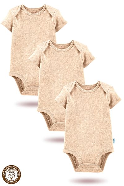 MAHFEL 3-Piece Organic Unprinted Short Sleeve Baby Bodysuit