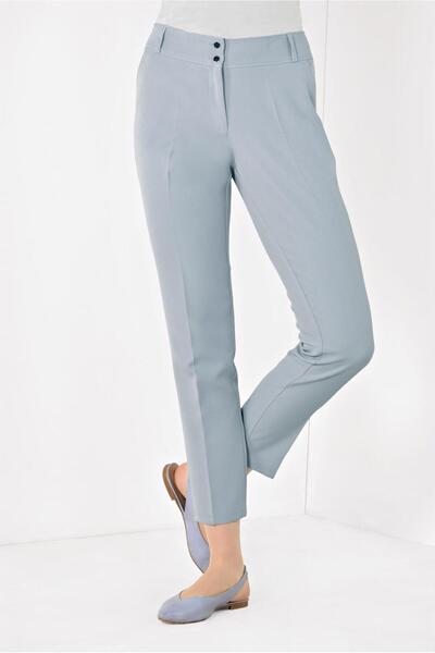 TRENDTESETTÜR Women's Gray Pants 7502 - with Pockets and Buttons
