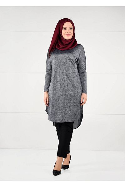 TRENDTESETTÜR Women's Gray Stone Printed Tunic 2639