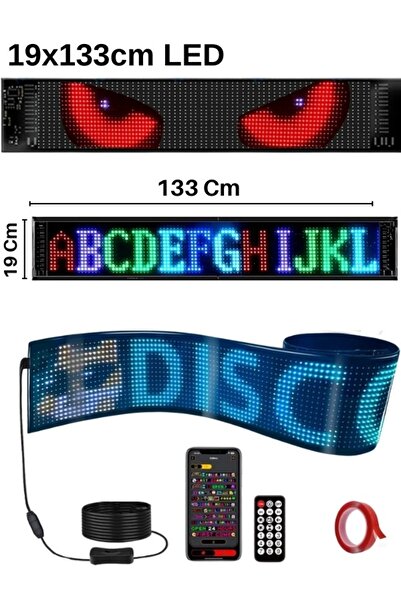 SONREİR 19x133cm Matrix Esnek LED Ekran Şeytan Gözler Yazı Telefon Kontrollü ...
