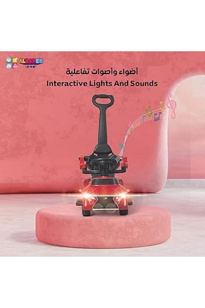 ALBADER سيارة دفع 3 في 1 قابلة للتحويل للأطفال، لعبة ركوب، سيارة ركوب للأطفال مع موسيقى، سيارة دفع للأطفال
