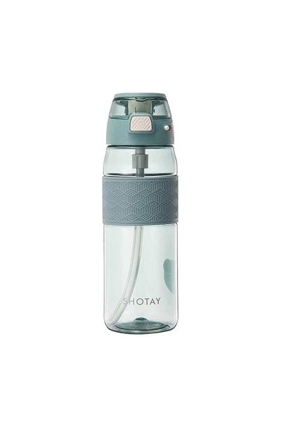 Shotay Tritan Flask 7203 - with Stripe and Clear Lid, Straw, 800 ml
