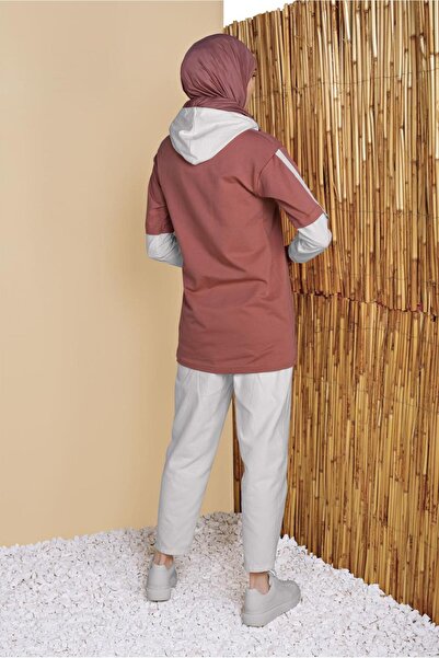 TRENDTESETTÜR Pink Hooded Women's Tunic - Dried Rose 2 Colors 071