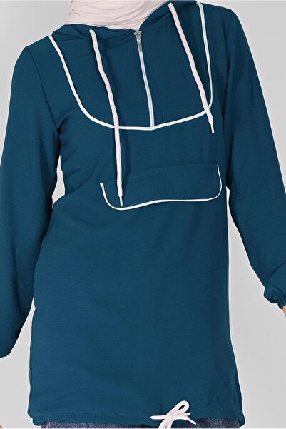 TRENDTESETTÜR Жіноча темно-синя (ІНДИГО) туніка на блискавці з шнурівкою 88534
