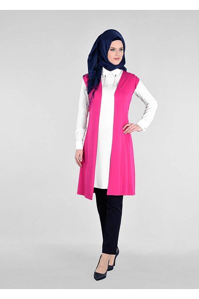 TRENDTESETTÜR Women's Fuchsia T 4551 New Viscon Lycra Hijab Tunik