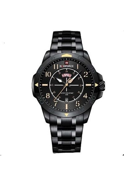 Naviforce Men's Analog Wrist Watch - Steel Case & Cord 2146