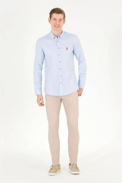 U.S. Polo Assn. Светло синя мъжка риза Slim Fit с дълъг ръкав1571695