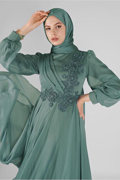 TRENDTESETTÜR Rochie de seară cu mărgele verde (CREAMON) pentru femei 43110