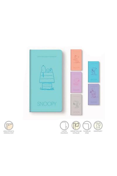 Gıpta Gipta Snoopy 9X14 Thread Stubby Hard Cover - Unlined 80 Yp. Notebook