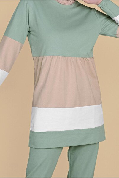 TRENDTESETTÜR Women's Green (MINT) Three Color Trousers Tracksuit Set 9355