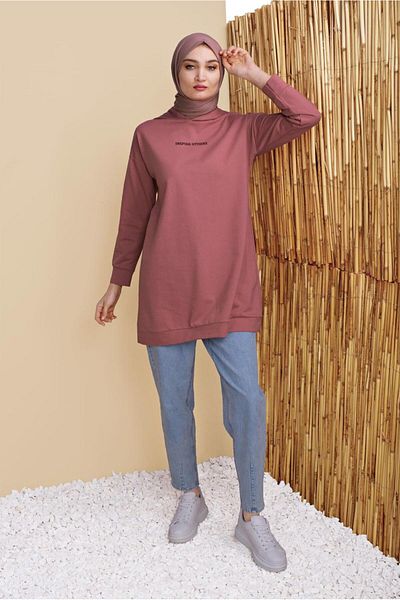 TRENDTESETTÜR Women's Powder Hooded Basic Tracksuit Tunic 1456