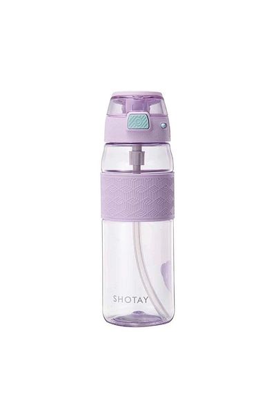 Shotay Tritan Flask 7203 - with Stripe and Clear Lid, Straw, 800 ml