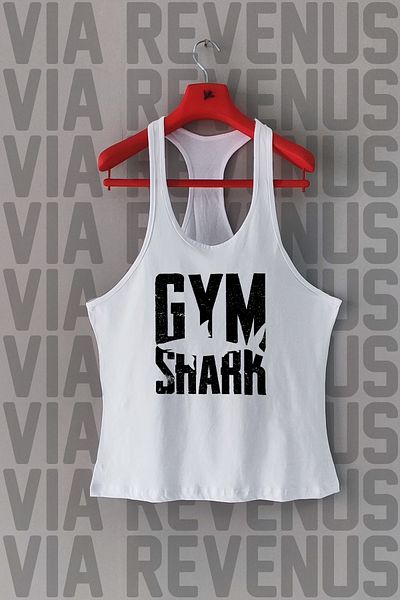 Vordevia Gym Shark Printed Tank Top Sports Tank Top