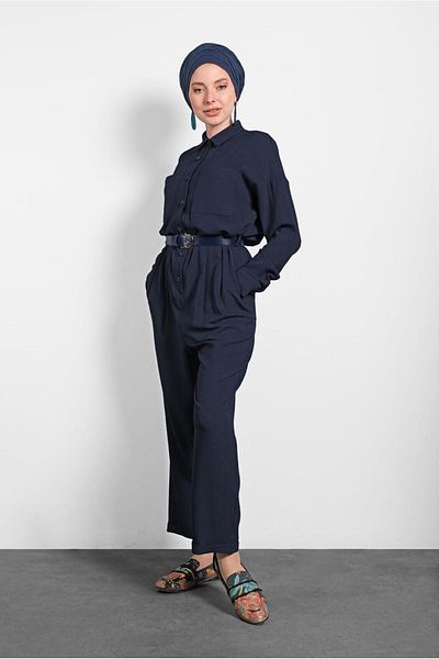 TRENDTESETTÜR Γυναικεία φόρμα με κουμπιά τσέπη Navy Blue (K.LACİVERT) 40233