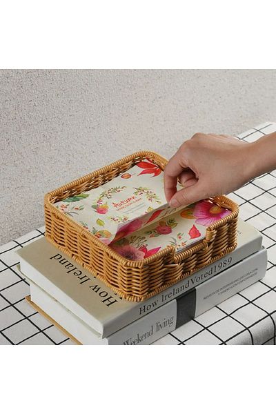 Kitchen Dream Rattan Square Napkin Holder - Table Top Organizer