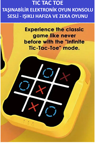 ZETCONCEPT TIC TAC TOE TAŞINABİLİR ELEKTRONİK OYUN KONSOLU - SESLİ IŞIKLI ZEKA VE HAFIZA OYUNU
