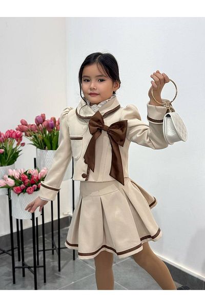 Kids Girl's Female Combined Skirt, Jacket, Shirt, Bag