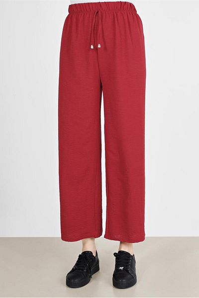 TRENDTESETTÜR Women's Burgundy Elastic Waist Trousers 3521