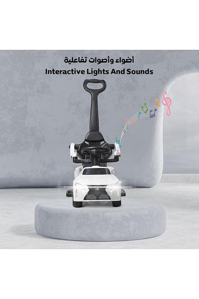 ALBADER سيارة دفع 3 في 1 قابلة للتحويل للأطفال، لعبة ركوب، سيارة ركوب للأطفال مع موسيقى، سيارة دفع للأطفال