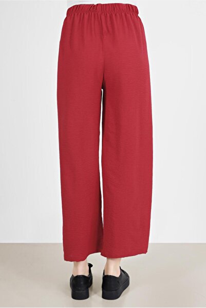 TRENDTESETTÜR Women's Burgundy Elastic Waist Trousers 3521