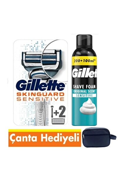 Gillette Skinguard Makine + 2 Yedek Başlık + 250 ML Köpük+Çanta