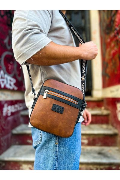 Chekich Men's Komen Ch102 Stealht Square Bag - Black/Tan