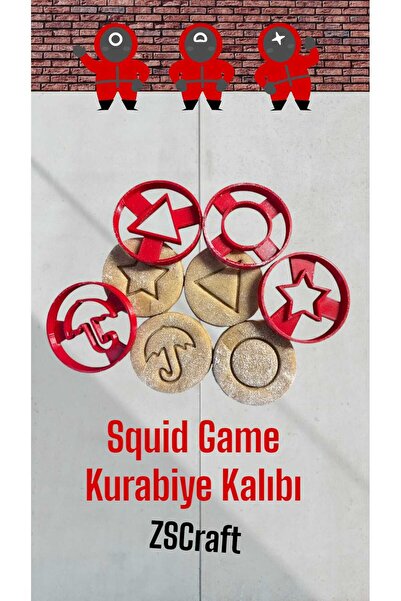 zscraft Squid Game Kurabiye Kalıbı Hamur Şekillendirici 4 Adet