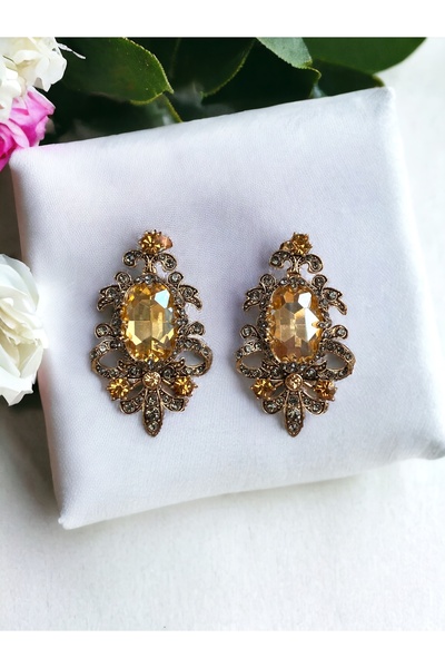 FAYRA ACCESSORIES Diamond Mounted Earrings with Crystal Stones