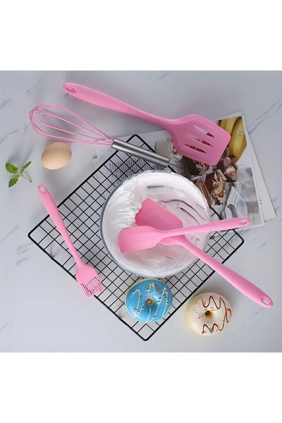 safestore Pink Fireproof Heat Resistant 5 Piece Silicone Spatula Set