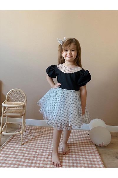 Tinypeople Rochie din tul cu cataramă cu buline pentru fete rochie elegantă pentru fete rochie de sărbători pentru fete