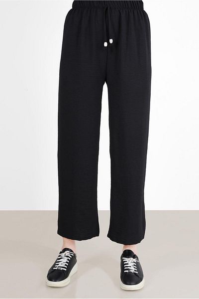 TRENDTESETTÜR Women's Black Elastic Waist Trousers 3521