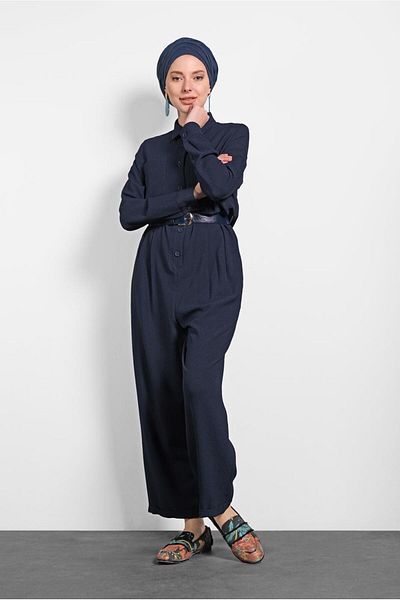 TRENDTESETTÜR Γυναικεία φόρμα με κουμπιά τσέπη Navy Blue (K.LACİVERT) 40233