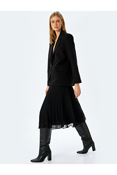 Koton Black Women's Midi Pleated Skirt