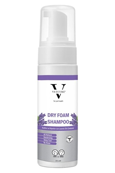 Vetcure Dry Foam Kedi ve Köpekler Için Lavanta Kokulu Kuru Şampuan 200 ml