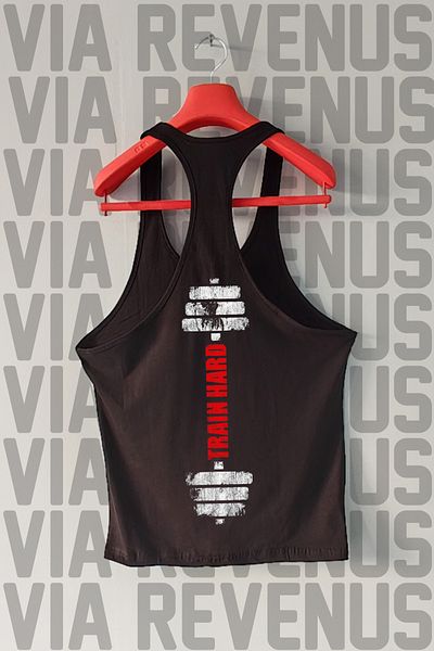 Vordevia Train Hard Gym Front and Back Printed Tank Top Sports Tank Top