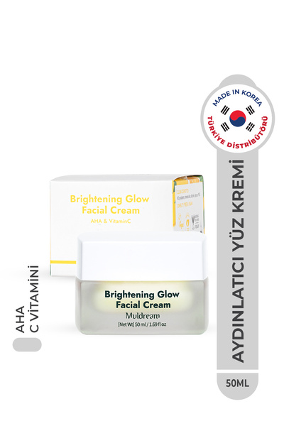 Muldream Brightening Glow Facial Cream Aha Ve C Vitamin Canlandırıcı Aydınlat...