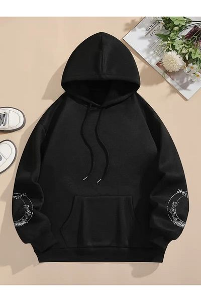 LAND MODA Φούτερ Unisex με μαύρο στάμπα