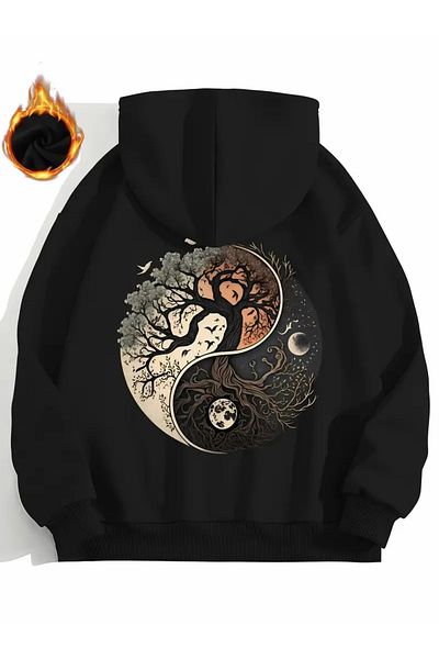 LAND MODA Unisex φούτερ με μαύρη στάμπα