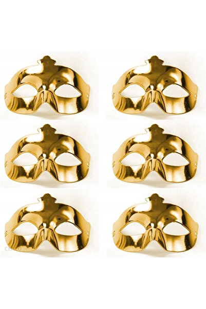 Skygo قناع حفلة موسيقية بلون ذهبي معدني 6 قطع