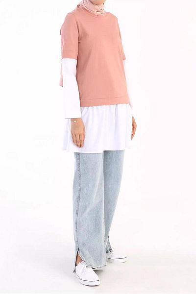 TRENDTESETTÜR Women's Powder Two Color Tunic 66005