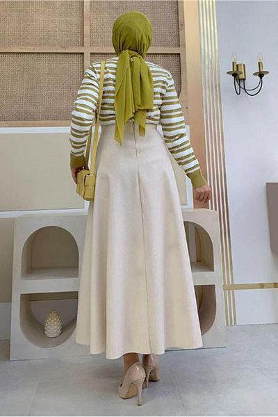 TRENDTESETTÜR تنورة نسائية بيج (حجري) واسعة 6811