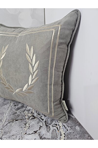 NAKIŞ HOME DESİGN Nakışlı Işlemeli Biyeli Başak Desen Kırlent Kılıfı 42x42 Cm